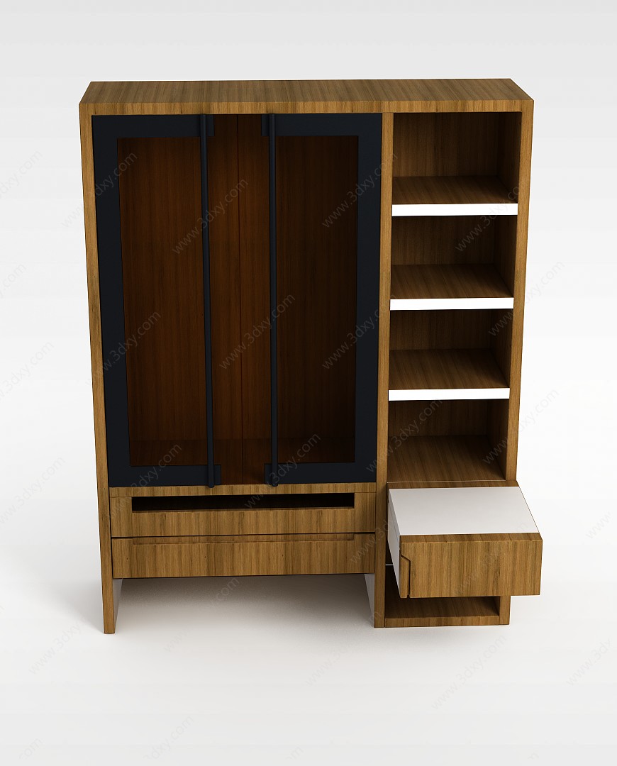 卧室实木衣柜3D模型