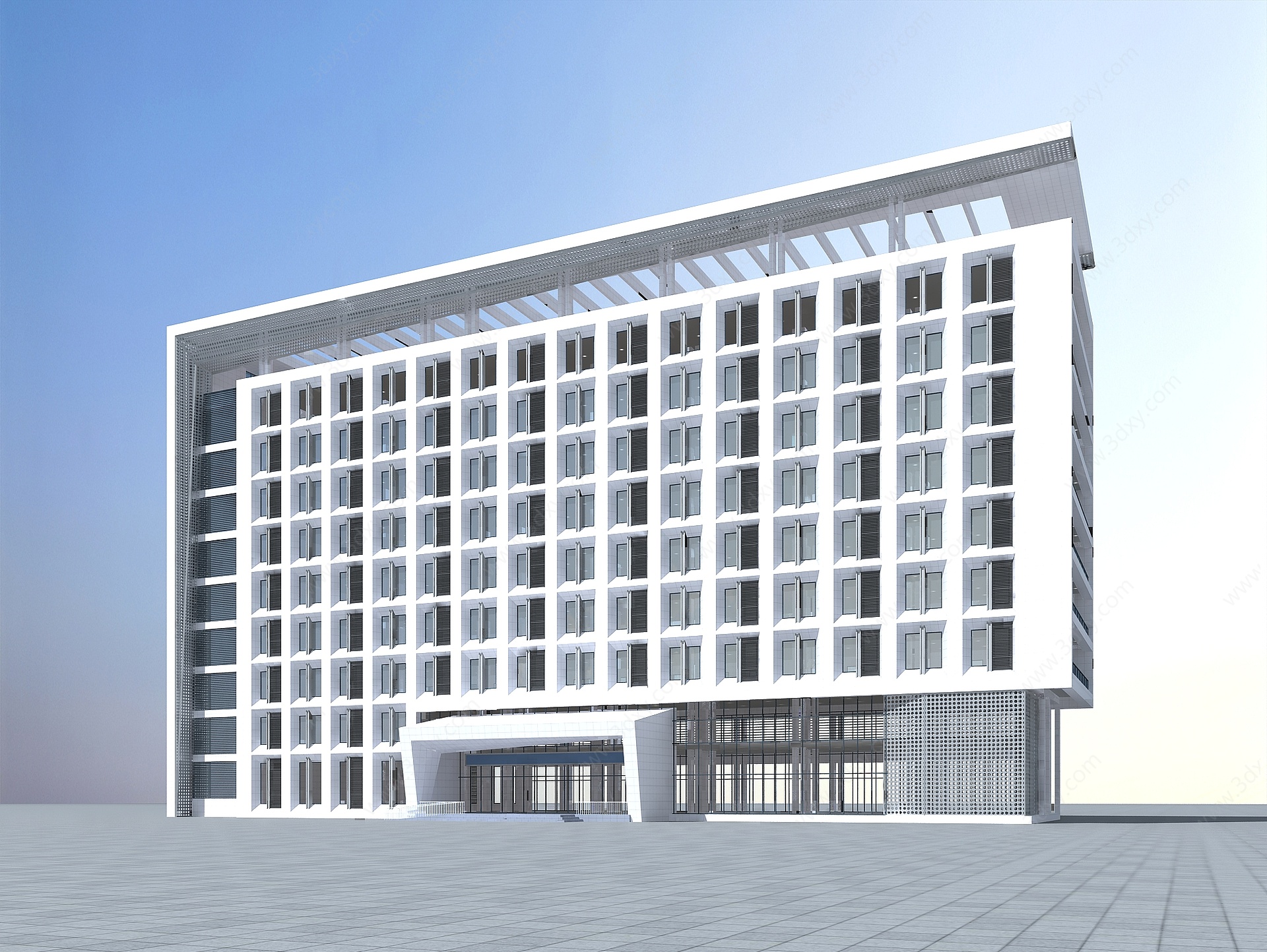 现代高级酒店大楼3D模型