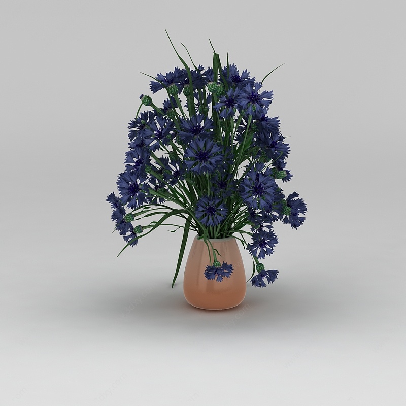 蓝色花卉装饰品3D模型