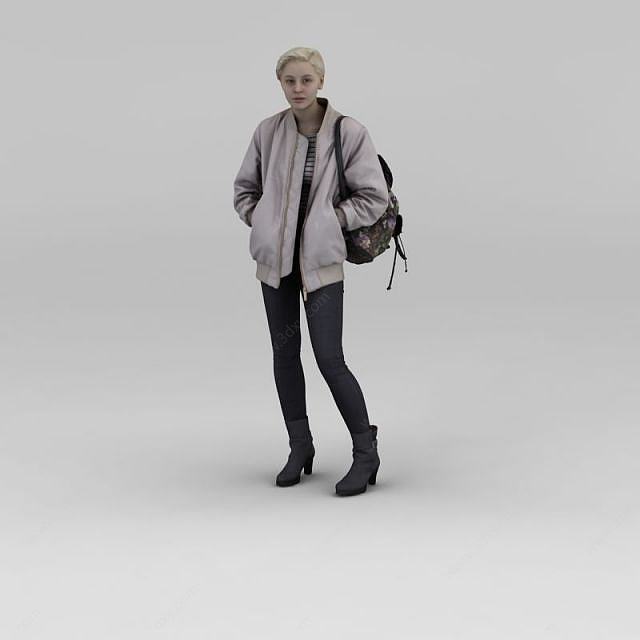 背包女人3D模型