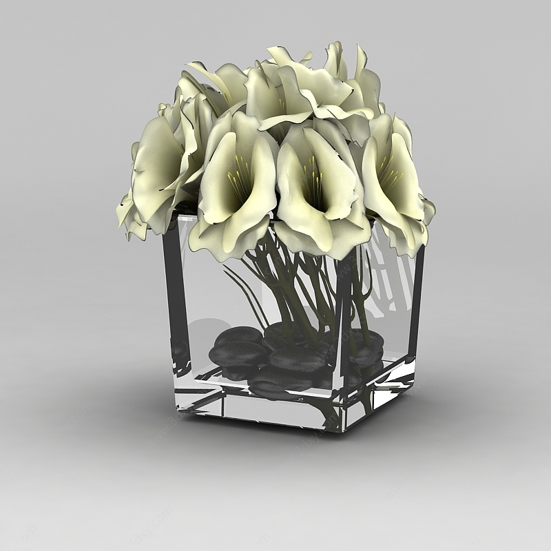玻璃杯花3D模型