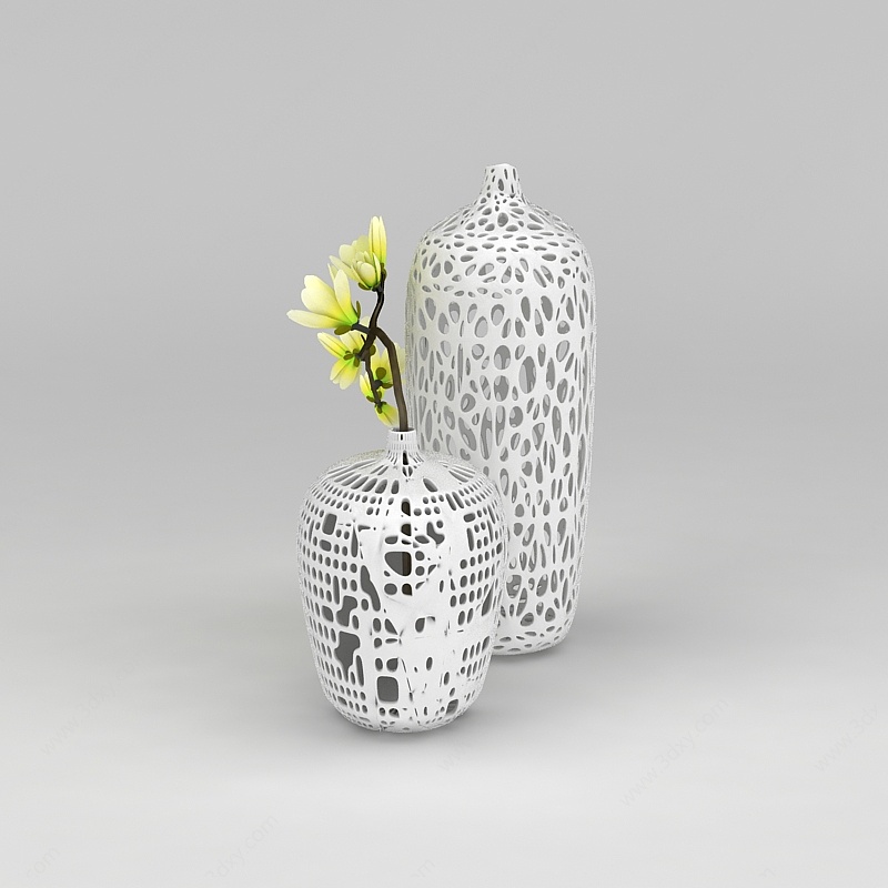 白色镂空大花瓶3D模型