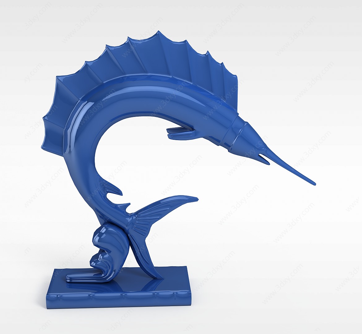 蓝色剑鱼摆件3D模型