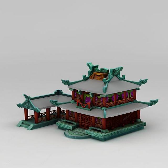 中式庭院阁楼3D模型