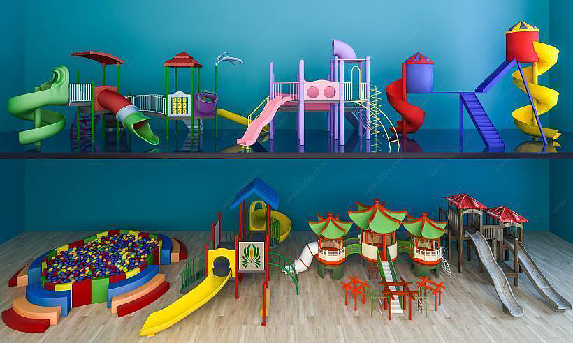 儿童游乐场滑梯组合3D模型