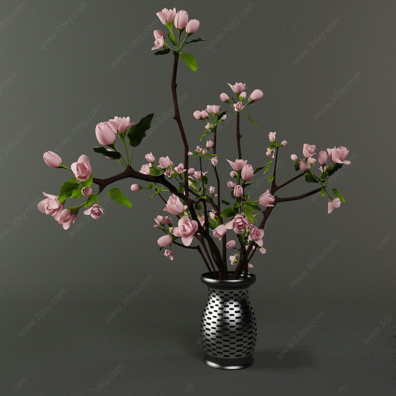 海棠花盆景3D模型