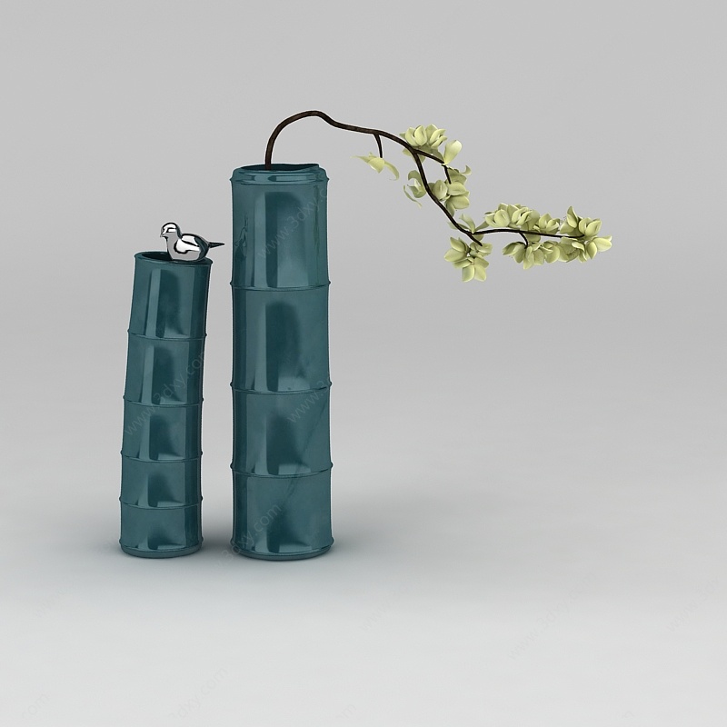 仿真绿色竹子花瓶3D模型