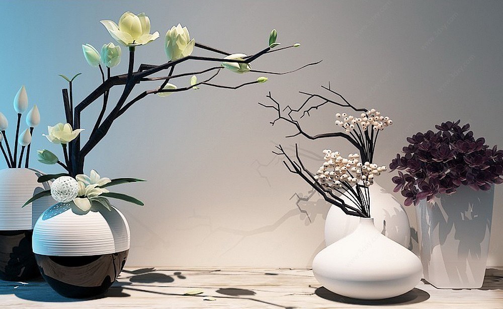 新中式花艺装饰品3D模型