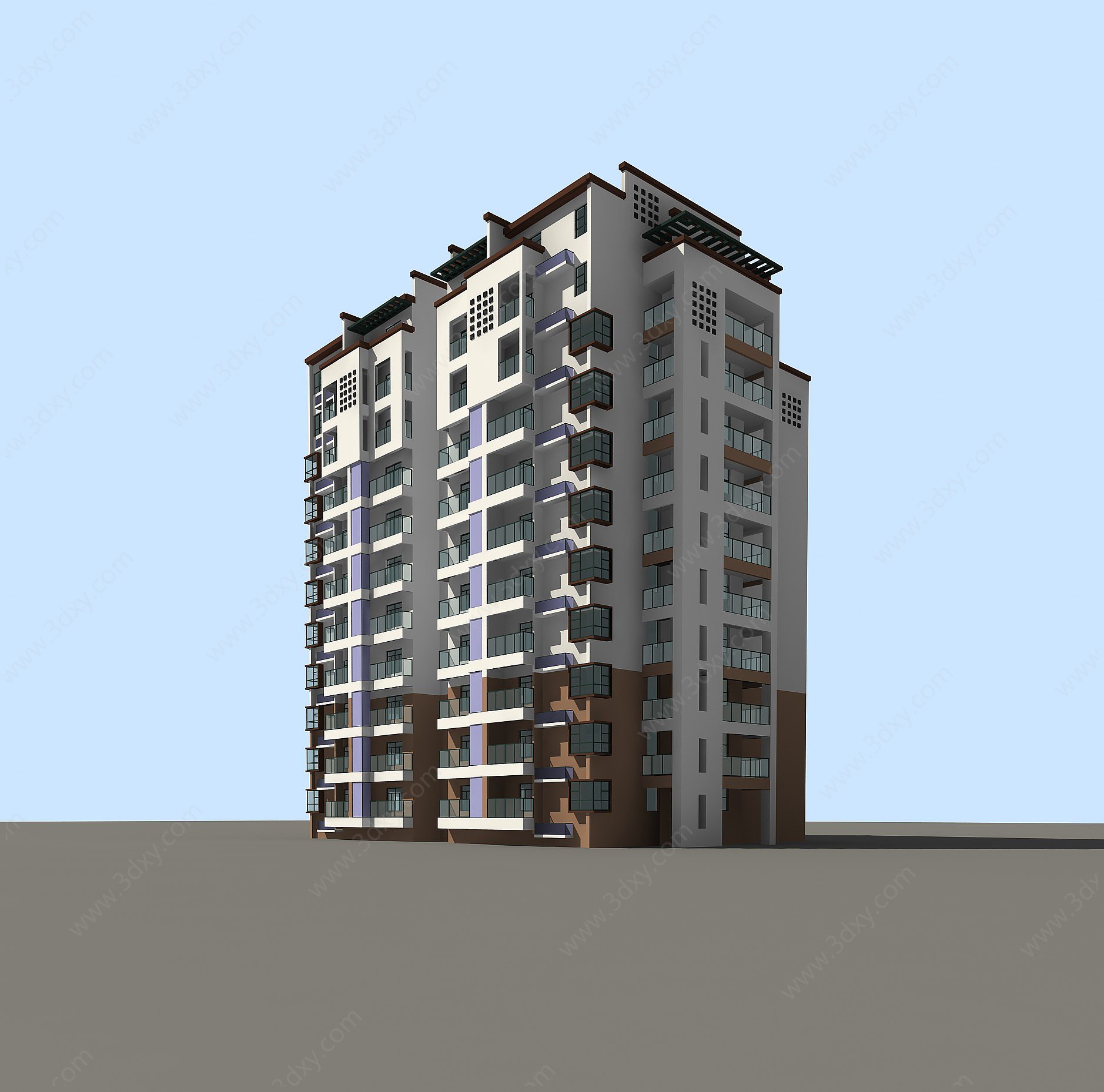 现代公寓楼3D模型