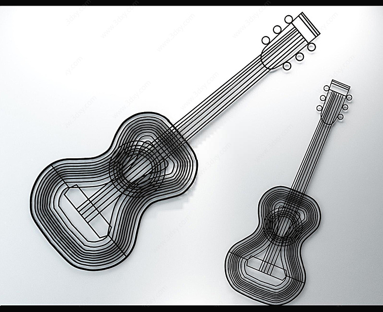 吉他乐器铁艺墙饰3D模型