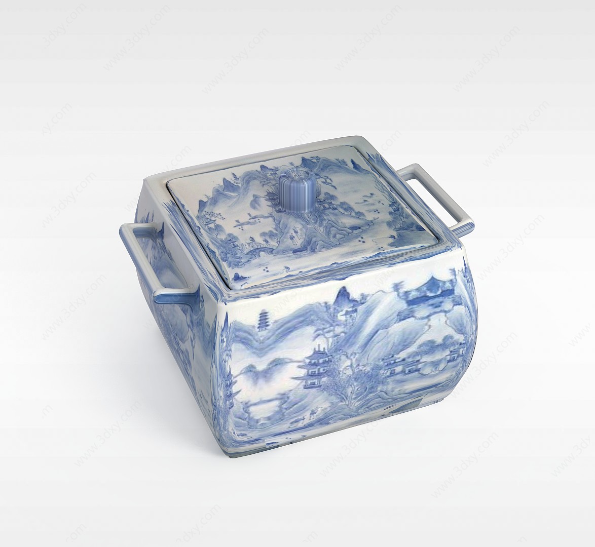 青花瓷茶叶罐3D模型