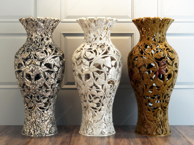 雕花镂空大花瓶3D模型