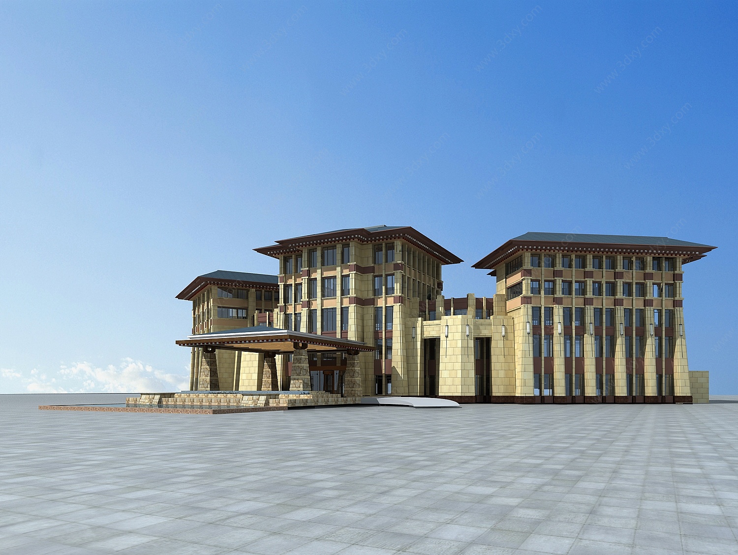 藏式酒店3D模型
