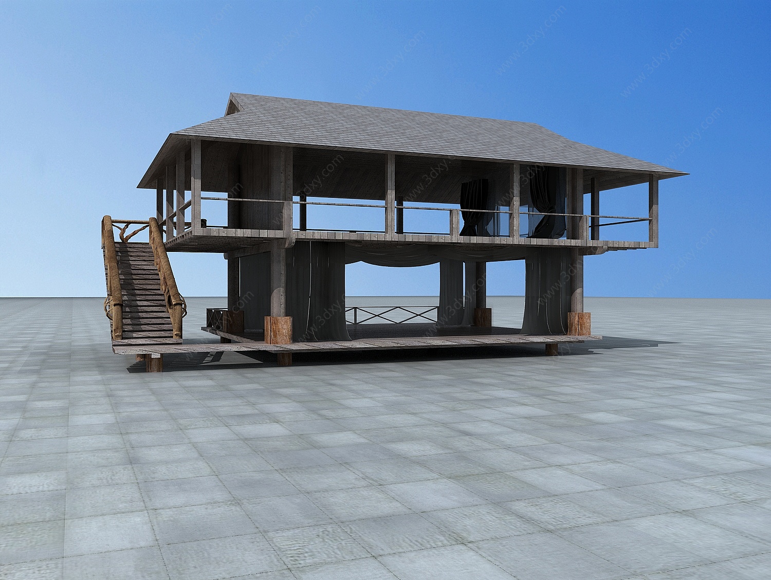 二层木屋房子3D模型