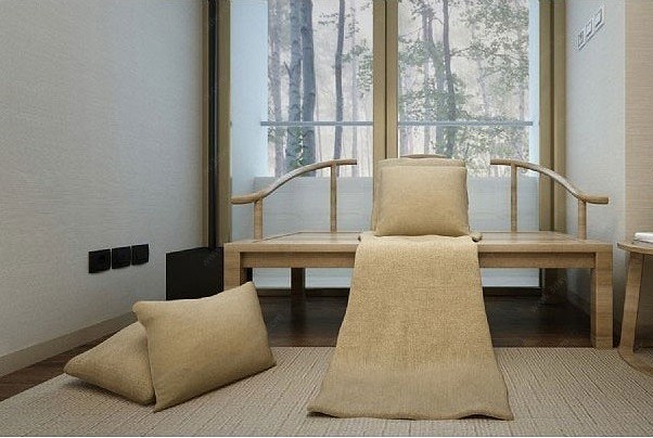 新中式原木沙发茶几3D模型