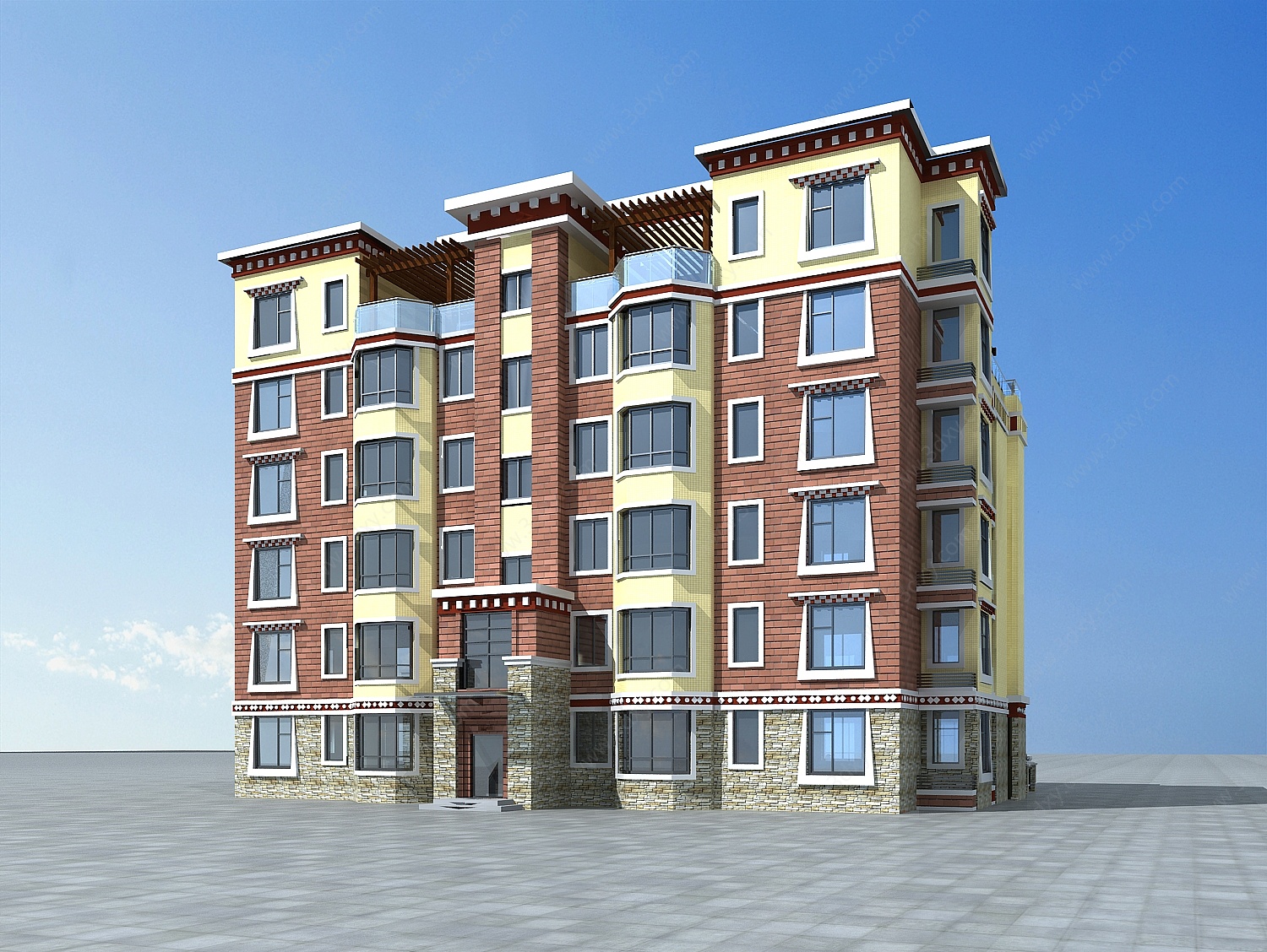 藏式小区住宅楼3D模型