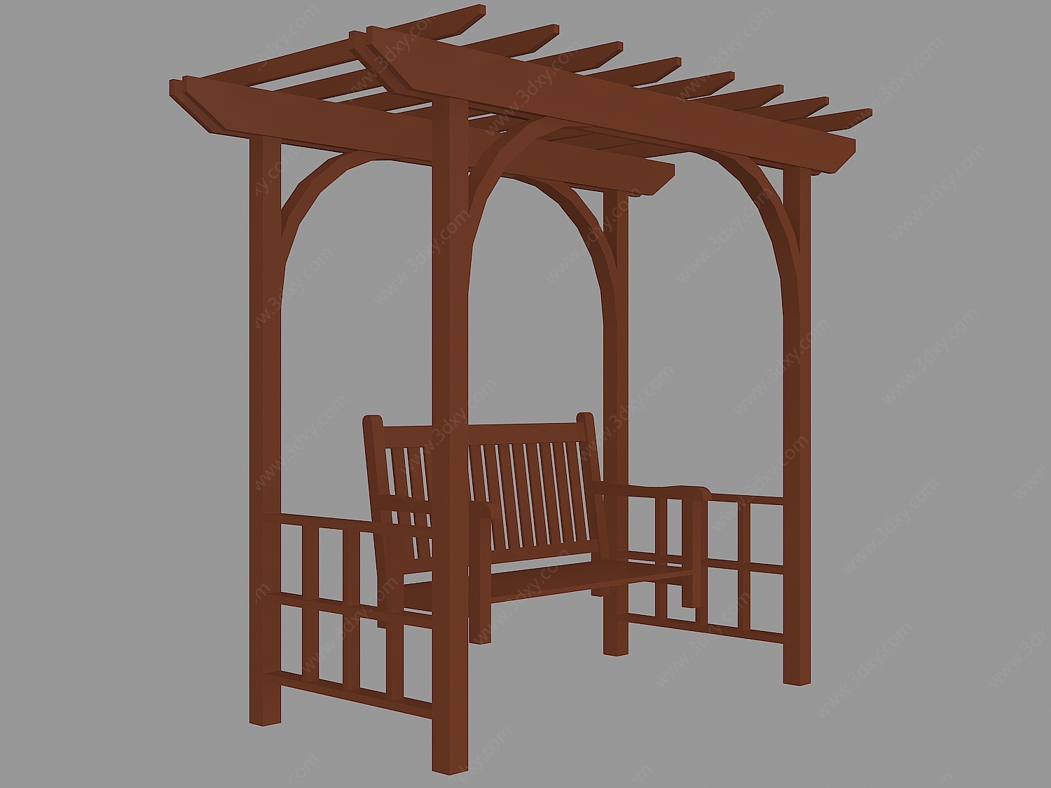 木质花园廊架3D模型