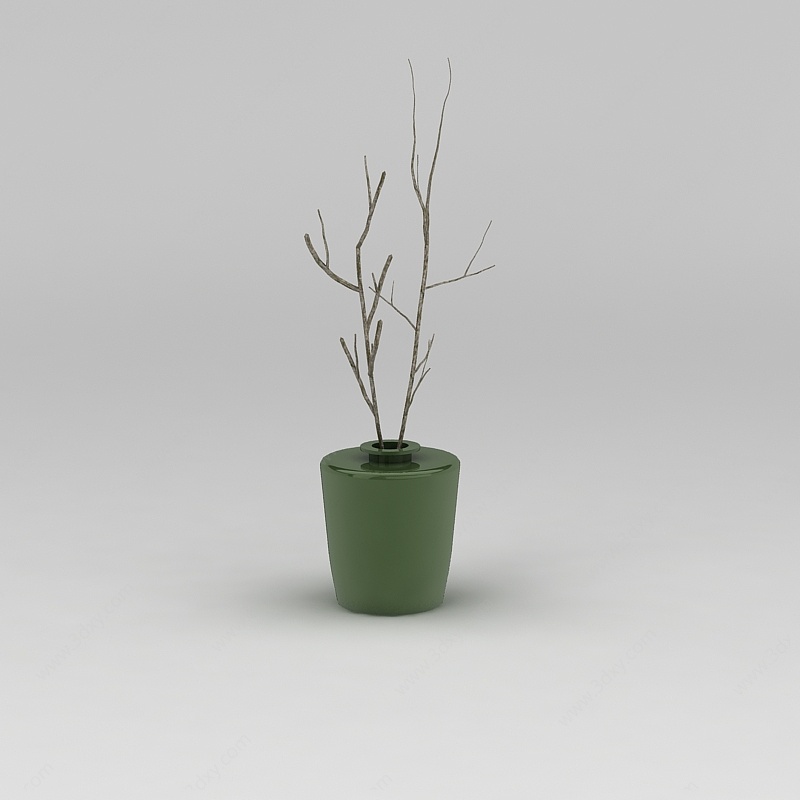 绿色干枝花瓶3D模型