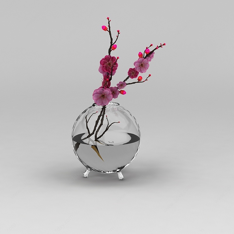 梅花花瓶装饰品3D模型