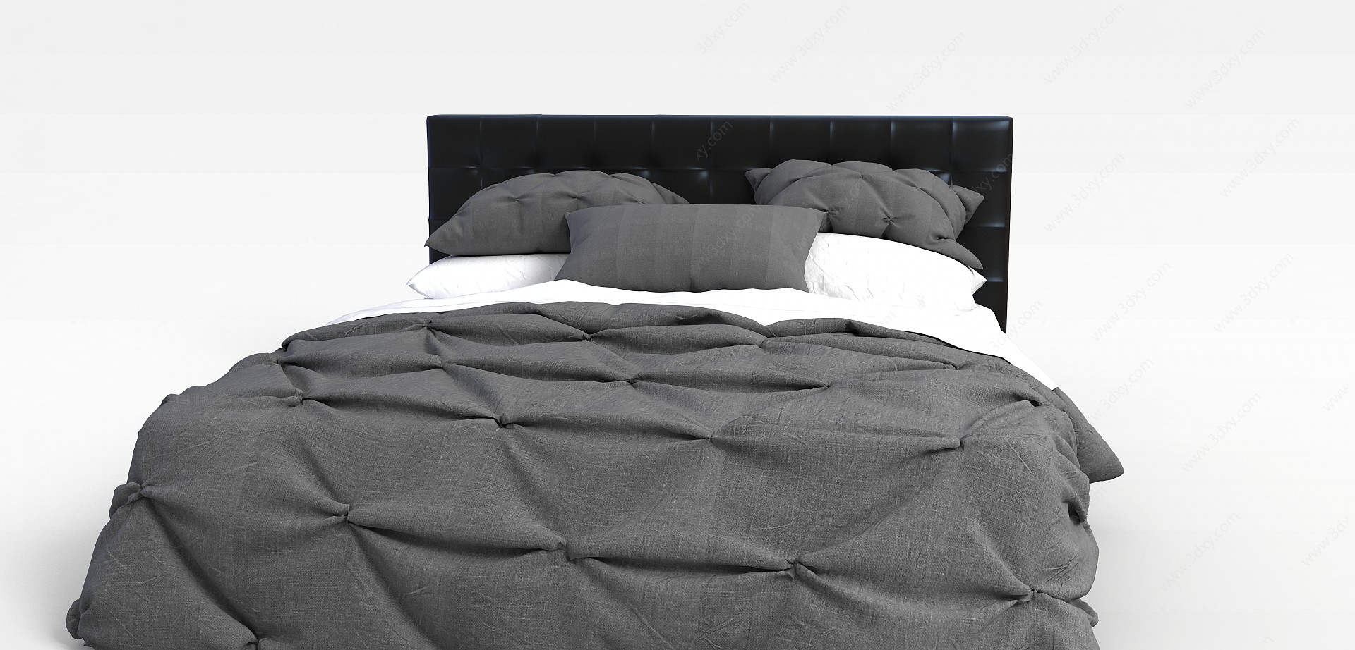 卧室简约软包双人床3D模型