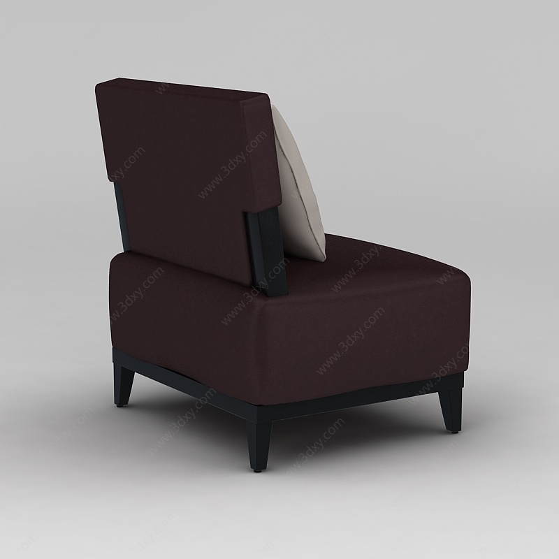 酒红色休闲单人沙发椅3D模型