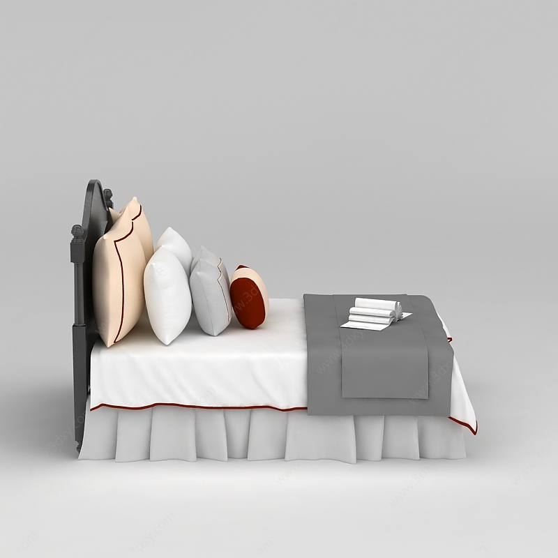 简约美式床3D模型