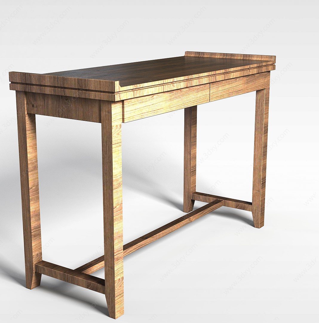 中式原木桌案3D模型