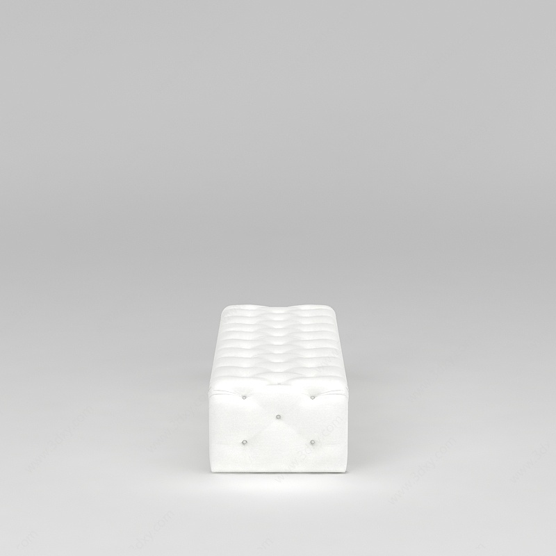 白色拉扣长沙发凳3D模型
