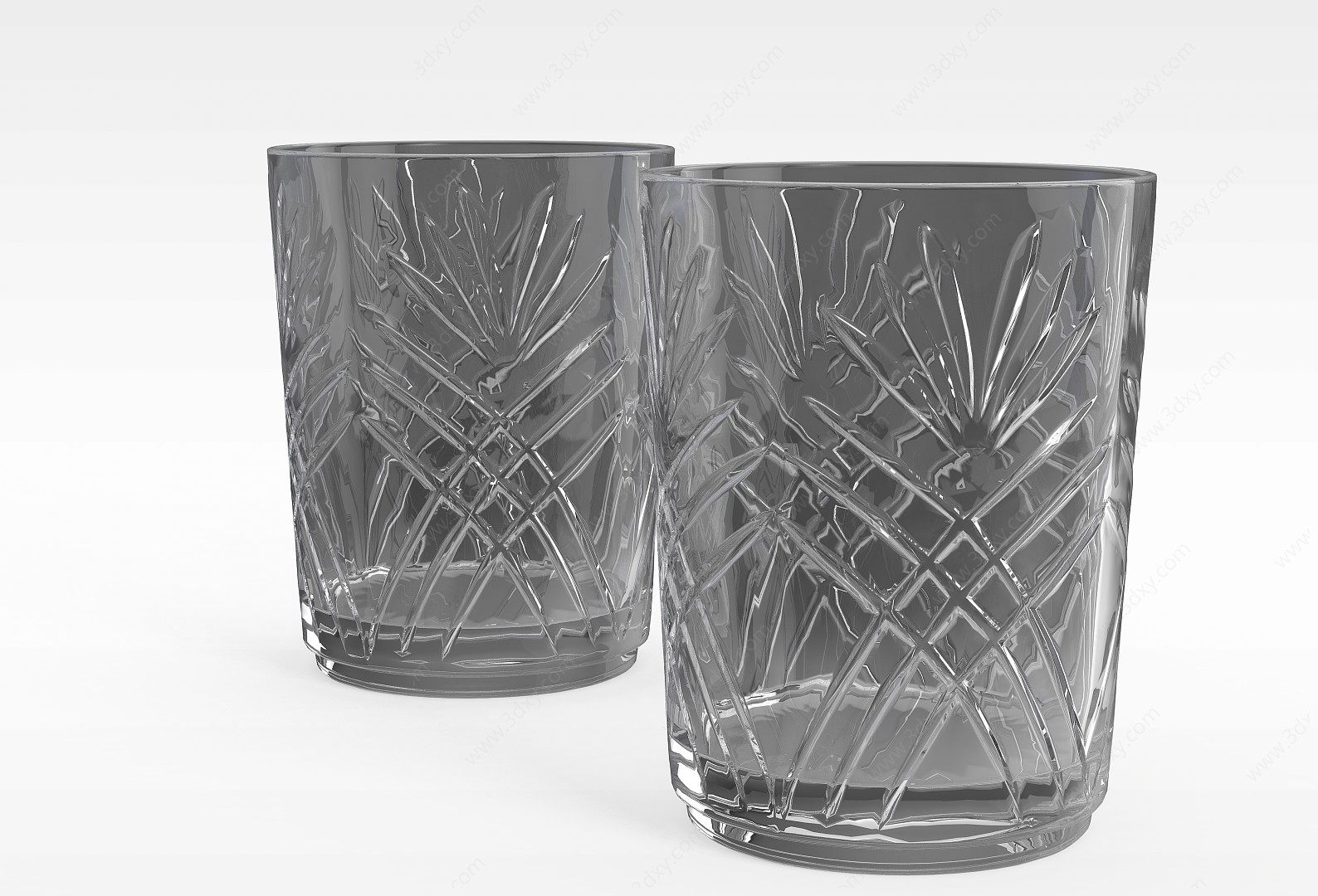 雕花玻璃杯3D模型