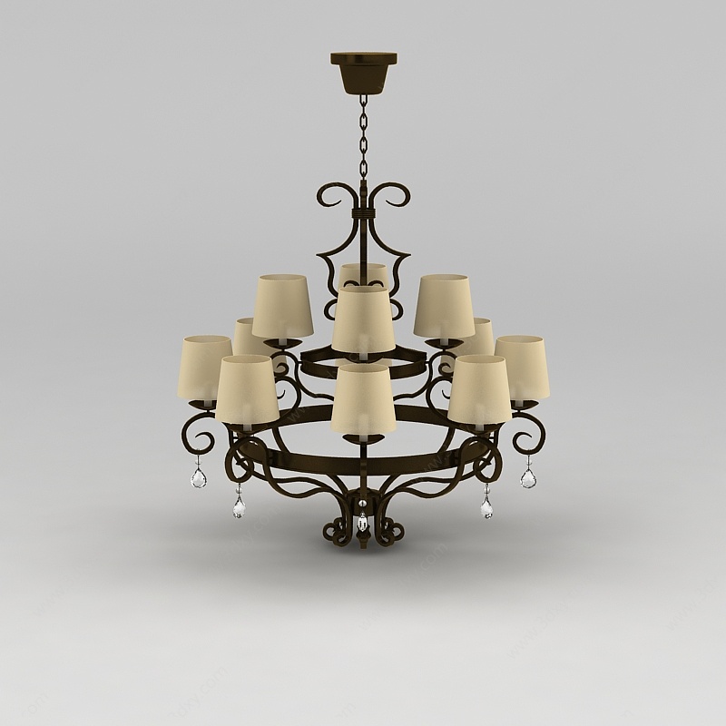 美式客厅吊灯3D模型