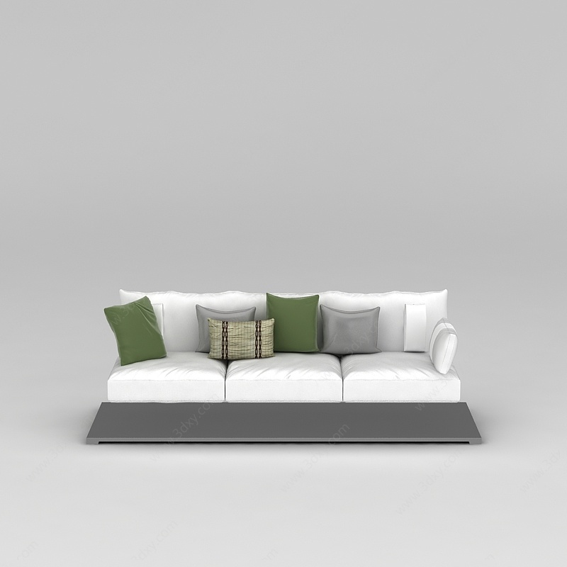 白色布艺舒适沙发3D模型