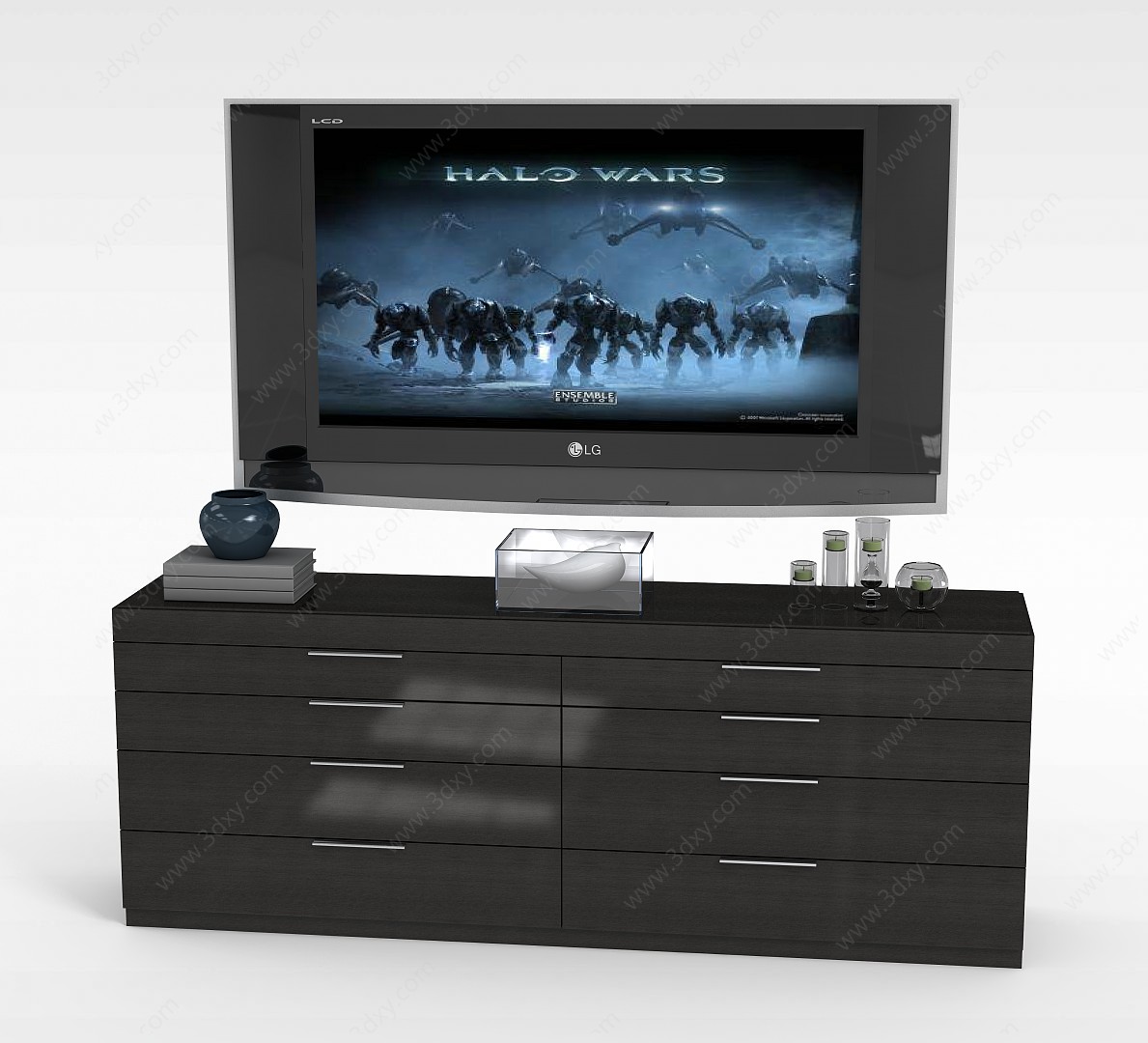 现代中式电视柜3D模型