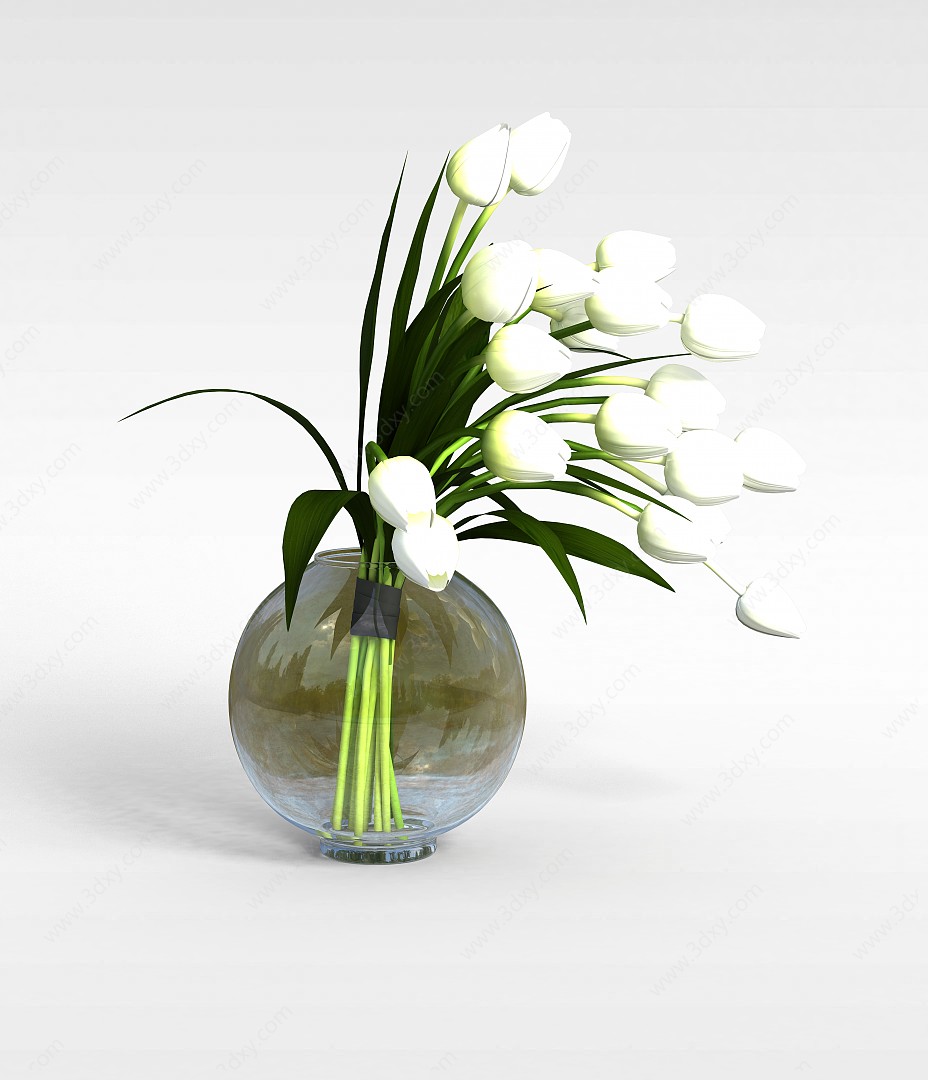 郁金香鲜花瓶3D模型