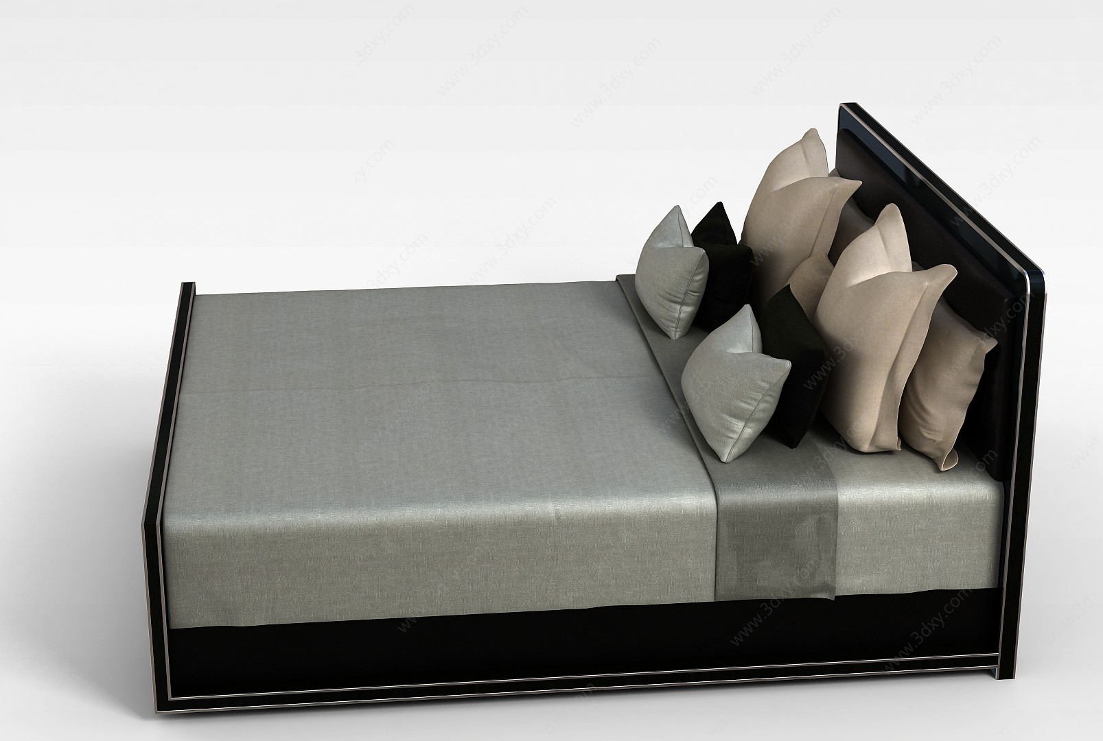 中式简约双人床3D模型
