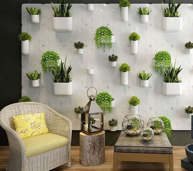 植物装饰墙3D模型
