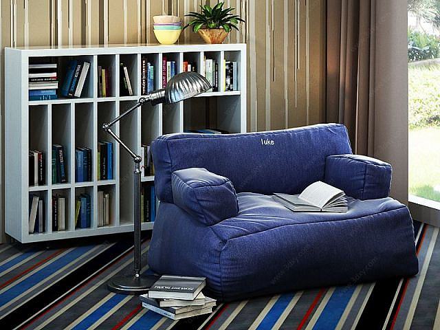 创意懒人沙发书柜组合3D模型