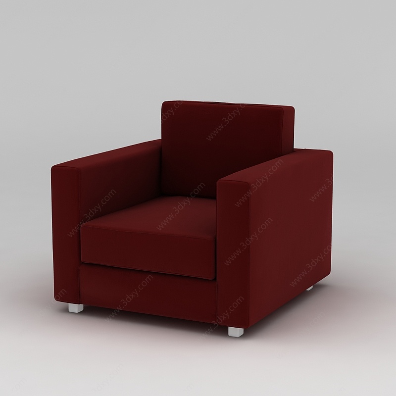 酒红色单人沙发3D模型