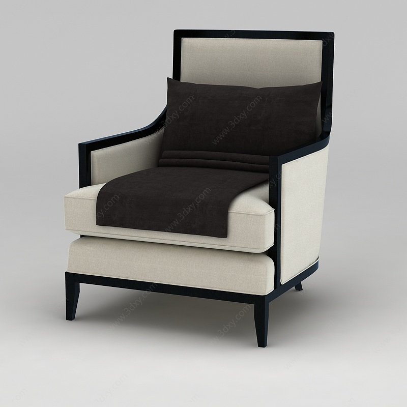 美式简约单人沙发椅3D模型