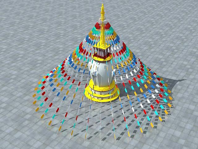 藏族经幡3D模型