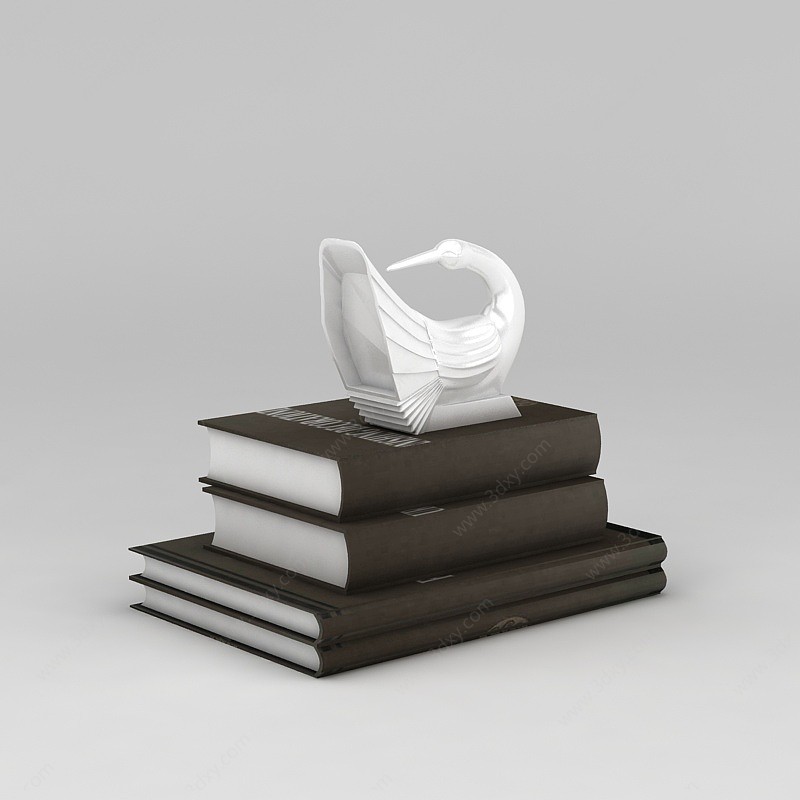 书籍和天鹅摆件3D模型