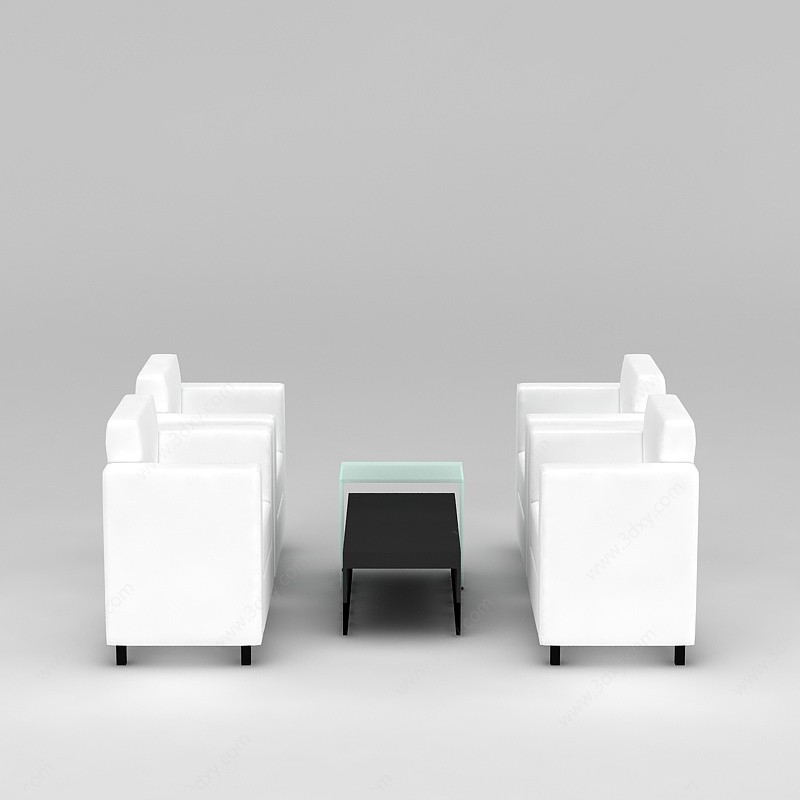 休闲白色单人沙发3D模型