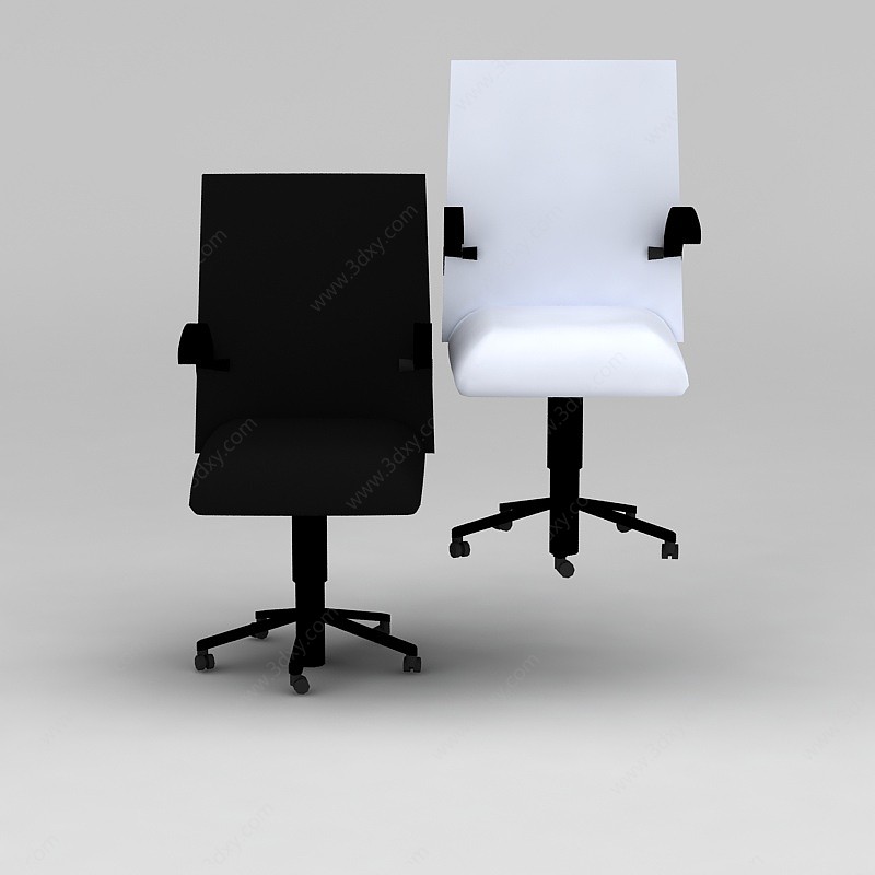 黑白两色办公转椅3D模型