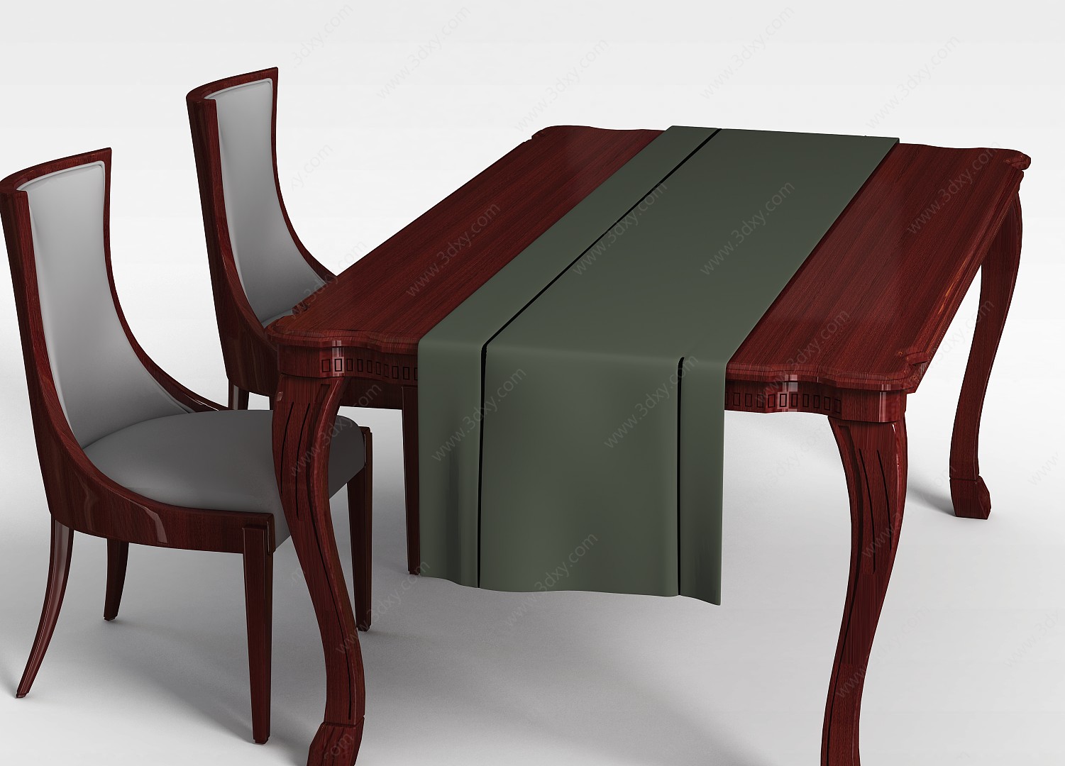 美式简约餐桌椅3D模型