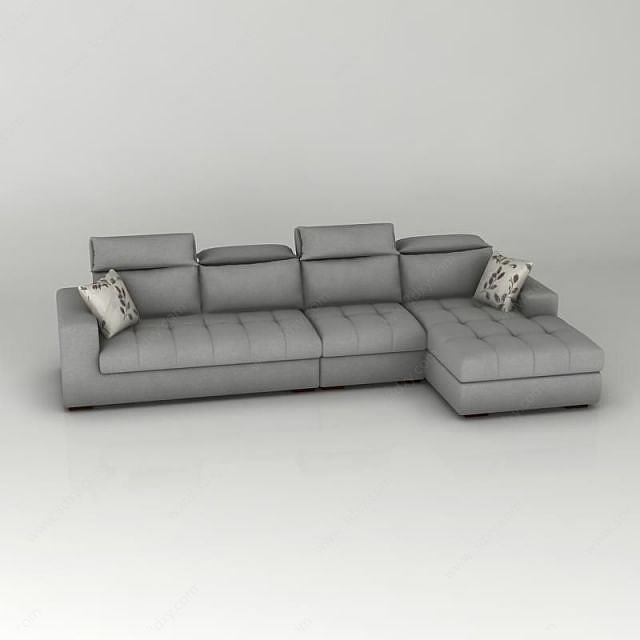 灰色拐角沙发3D模型