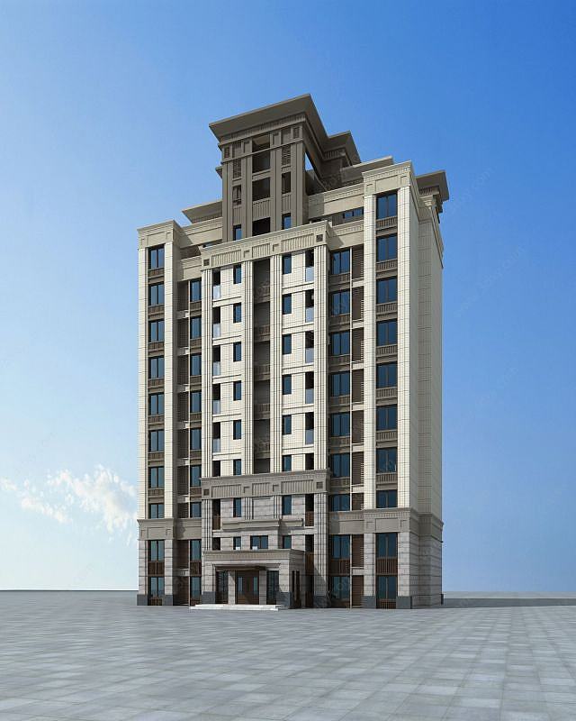欧式多层住宅楼3D模型