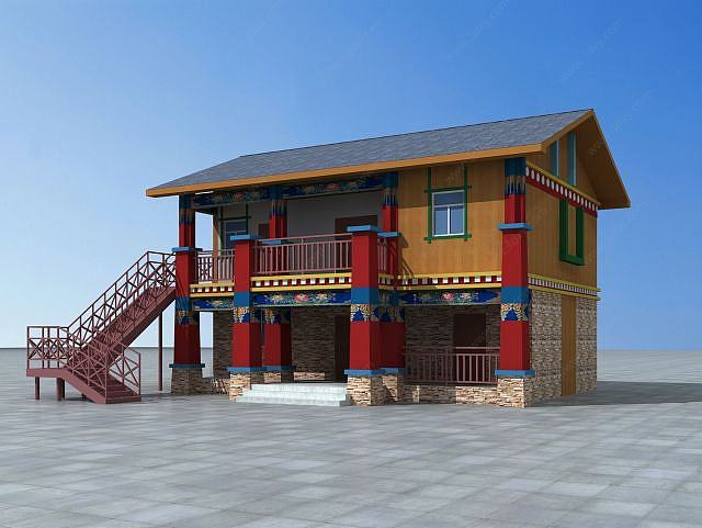 藏式民居建筑3D模型