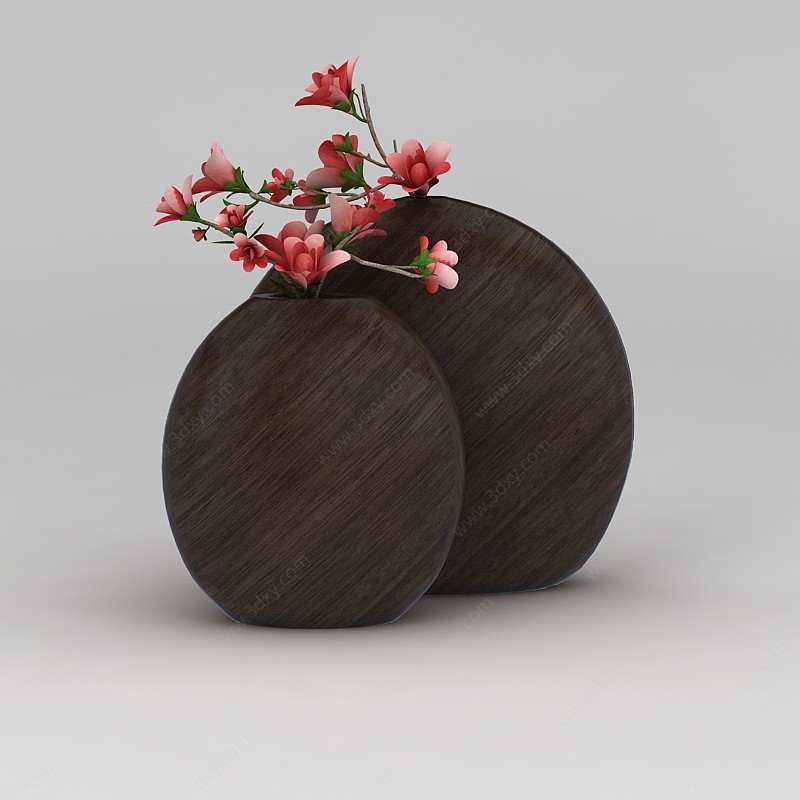 创意木质纹理花瓶3D模型