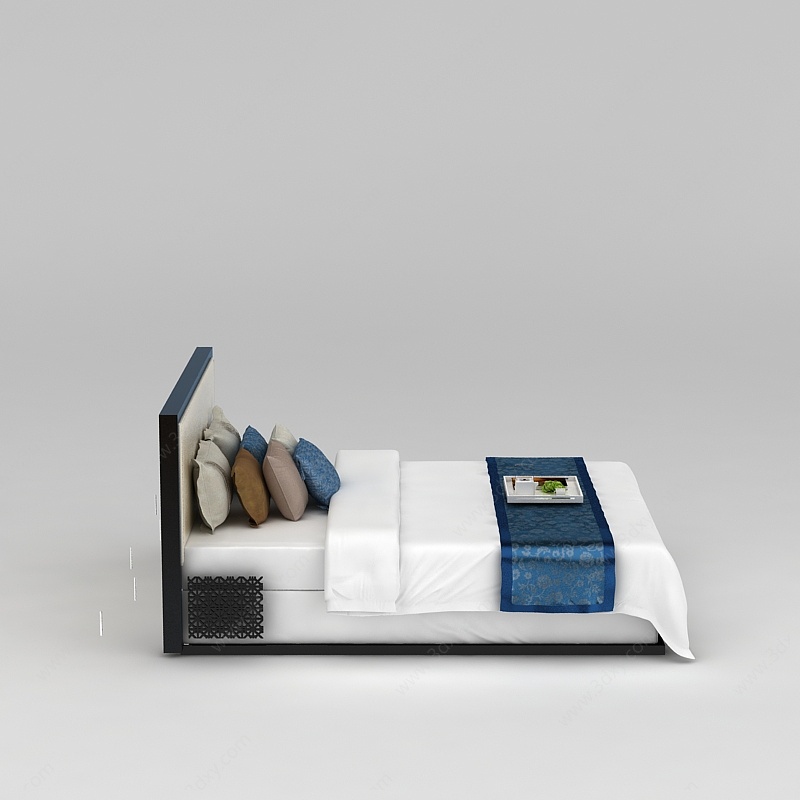 简约酒店床3D模型