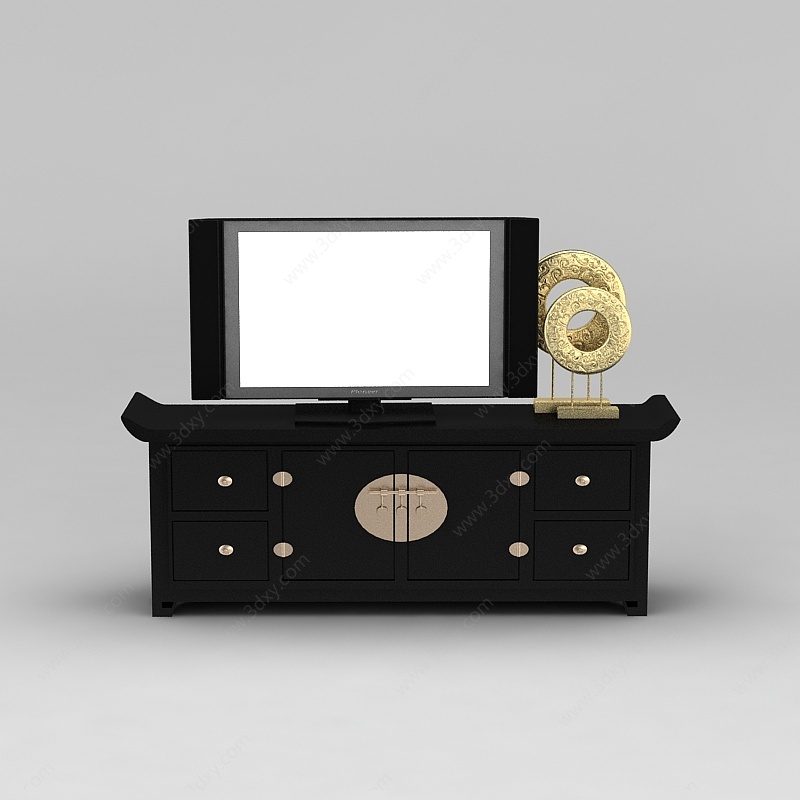 中式古典电视柜3D模型
