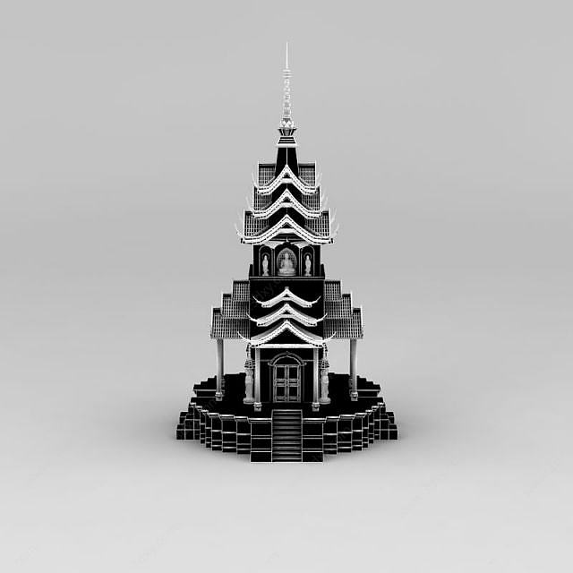 寺庙塔楼3D模型